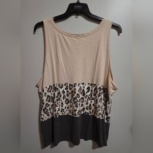 Maurices Beige and Leopard Print Tank Top